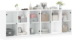 vidaXL Βιβλιοθήκη με Πόρτες Λευκή 204x37x75 εκ. από Επεξεργ. Ξύλο