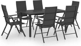 vidaXL Σετ Τραπεζαρίας Κήπου 7 Τεμαχίων Μαύρο