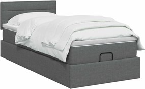 vidaXL Κρεβάτι Ottoman με στρώμα Σκούρο Γκρι 80 x 200 cm Ύφασμα