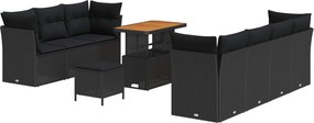 vidaXL Σετ Καναπέ Κήπου 10 pcs Μαύρο συνθετικό ρατάν