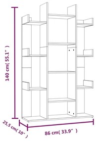 Βιβλιοθήκη Γκρι Sonoma 86x25,5x140 εκ. από Επεξεργασμένο Ξύλο - Γκρι