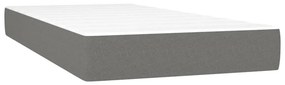 vidaXL Κρεβάτι Boxspring με Στρώμα &amp; LED Σκ.Γκρι 90x200 εκ. Υφασμάτινο