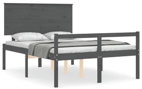 Κρεβάτι Ηλικιωμένου με Κεφαλάρι 120 x 200 εκ. Γκρι Μασίφ Ξύλο - Γκρι
