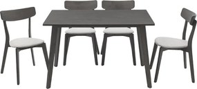 Tραπεζαρία Benson - Toto pakoworld σετ 5τμχ rustic grey - ύφασμα γκρι 120x75x75εκ