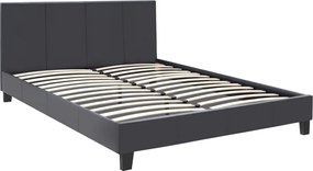 Κρεβάτι Flat Megapap από τεχνόδερμα χρώμα μαύρο ματ 160x200εκ.