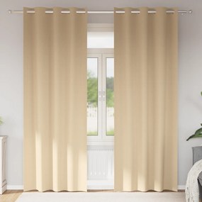 vidaXL Κουρτίνες με κουρτίνες 2 pcs Κρεμ 245 x 140 εκ. Πολυεστέρας