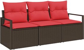 vidaXL Σετ Καναπέ 3 pcs Καφέ συνθετικό ρατάν
