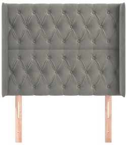vidaXL Κεφαλάρι με Πτερύγια Ανοιχτό Γκρι 93x16x118/128 εκ. Βελούδινο