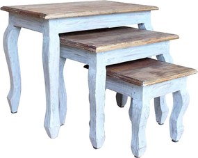 vidaXL Σετ Τραπεζάκια Ζιγκόν 3 τεμ. από Μασίφ Ξύλο Μαόνι