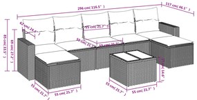 vidaXL Σαλόνι Κήπου Σετ 8 τεμ. Μπεζ Συνθετικό Ρατάν με Μαξιλάρια