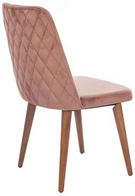 Artekko Royal Καρέκλα με Ξύλινο Καφέ Σκελετό και Ροζ Βελούδο (48x60x92)cm