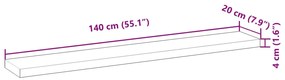 Ράφι Κρεμαστό 140x20x4 εκ. Ακατέργαστο Μασίφ Ξύλο Ακακίας - Καφέ