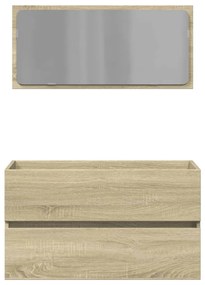 Ντουλάπι Μπάνιου με Καθρέφτη Sonoma δρυς 80x38,5x45 εκ. - Καφέ