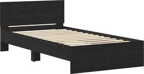 vidaXL Κρεβάτι με Κεφαλάρι Μαύρη Δρυς 100 x 200 cm Επεξεργασμένο ξύλο