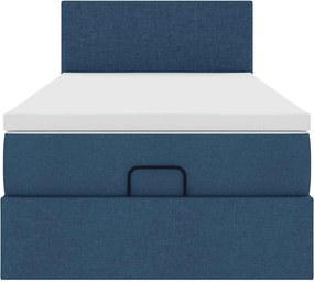 vidaXL Οθωμανικό κρεβάτι με στρώμα μπλε 90x190cm ύφασμα