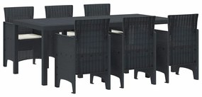 vidaXL Σέτ φαγητού για κήπο 7 pcs Ανθρακί Rattan Polt