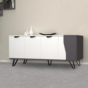 Μπουφές Jasmine Megapap χρώμα λευκό - ανθρακί 160x45x78εκ.