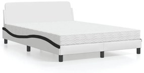 Κρεβάτι με Στρώμα Μαύρο/Λευκό 140x190 εκ. από Συνθετικό Δέρμα - Λευκό