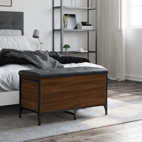 vidaXL Παγκάκι Αποθήκευσης Καφέ Δρυς 82x42x45 εκ. από Επεξ. Ξύλο
