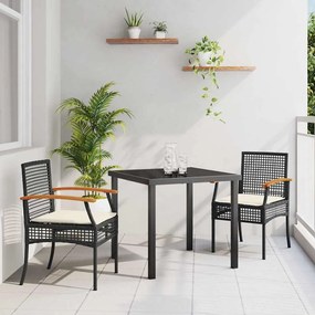 vidaXL Σέτ φαγητού για κήπο 3 pcs Μαύρο συνθετικό ρατάν