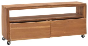 vidaXL Έπιπλο Τηλεόρασης με Ροδάκια 110x30x40 εκ. από Μασίφ Ξύλο Teak