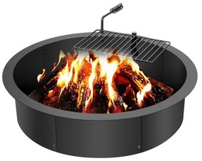 VEVOR Fire Pit Ring w/ BBQ Fire Ring 35 Inch Outer Steel DIY Campfire Firepit