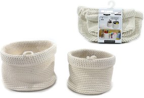 Καλάθια Στρογγυλά Λευκό Βαμβάκι Φ15-20xH20cm 2Τμχ
