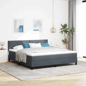 Κρεβάτι Box Spring με Στρώμα vidaXL Σκούρο Γκρι Υπερ Μεγάλο Βελούδο