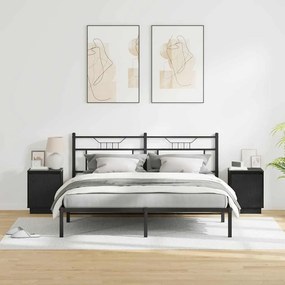 vidaXL Κομοδίνα με LED Φωτισμό 2 τεμ Μαύρο 39x34,5x50 εκ