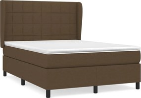 vidaXL Κρεβάτι Boxspring με Στρώμα Σκούρο Καφέ 140x200 εκ Υφασμάτινο