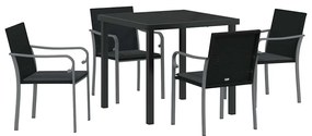 vidaXL Σέτ φαγητού για κήπο 5 pcs Μαύρο Πολυ ράταν