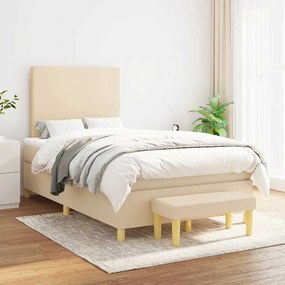 vidaXL Κρεβάτι Boxspring με Στρώμα Κρεμ 120x190 εκ. Υφασμάτινο