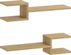 Ραφιέρα τοίχου Fork Megapap 2 τεμαχίων χρώμα sapphire oak 75x19,5x18εκ.