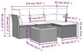 vidaXL Σετ Καναπέ Κήπου 5 τεμ. Μπεζ Συνθετικό Ρατάν με Μαξιλάρι