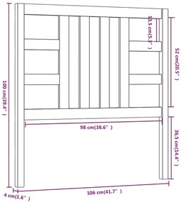 vidaXL Κεφαλάρι Κρεβατιού 106 x 4 x 100 εκ. από Μασίφ Ξύλο Πεύκου