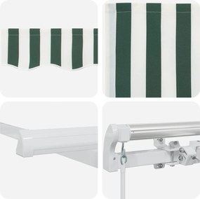 vidaXL Αναδιπλούμενη τέντα Πράσινο και Λευκό 400 x 300 εκ