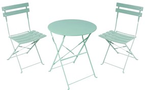 Τραπεζαρία Bistro pakoworld σετ 3τεμ μεταλλική αναδιπλούμενη σε μέντα απόχρωση Φ60x71εκ