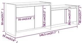 Έπιπλο Τηλεόρασης Γυαλ. Λευκό 146,5x35x50 εκ Επεξεργασμένο Ξύλο - Λευκό