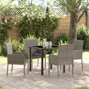vidaXL Σετ κήπου 5 τεμαχίων  με γκρι πολυ rattan μαξιλάρια