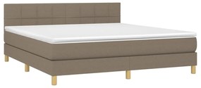 vidaXL Κρεβάτι Boxspring με Στρώμα & LED Taupe 180x200 εκ. Υφασμάτινο