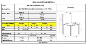 LAVIDA ΚΑΡΕΚΛΑ ΤΡΑΠΕΖΑΡΙΑΣ ΚΟΥΖΙΝΑΣ, ΜΕΤΑΛΛΟ ΒΑΦΗ ΛΕΥΚΟ PP ΑΣΠΡΟ