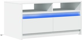 vidaXL Τραπεζάκι Σαλονιού με LED Φώτα Λευκό από Επεξ. Ξύλο