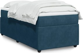 vidaXL Κρεβάτι Boxspring με Στρώμα Σκούρο Μπλε 80 x 200 εκ. Βελούδινο