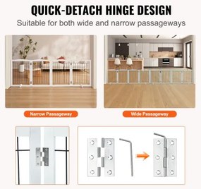 VEVOR Free Standing Dog Gate 32x96.5 inch Freestanding Pet Gate Foldable White