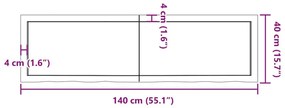 Ράφι Τοίχου Ανοιχτό Καφέ 140x40x(2-4)εκ. Επεξ. Μασίφ Ξύλο Δρυός - Καφέ