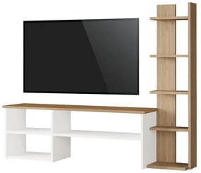 Σύνθετο Σαλονιού Perla σε Λευκό - Φυσικό 120x29.5x41,8εκ. 120x29.5x41.8 εκ.