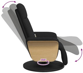 vidaXL Πολυθρόνα Μασάζ Ανακλινόμενη με Υποπόδιο Μαύρη Υφασμάτινη