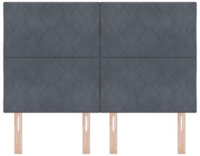 vidaXL LED Κεφαλάρι Σχεδίου Ρόμβων Σκούρο Γκρι 144 εκ Βελούδο