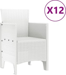 vidaXL Σέτ φαγητού για κήπο 13 τμχ. Λευκό Rattan Polt