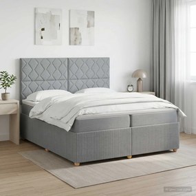 vidaXL Κρεβάτι box spring με στρώμα Ανοιχτό γκρι 200 x 200 cm Ύφασμα